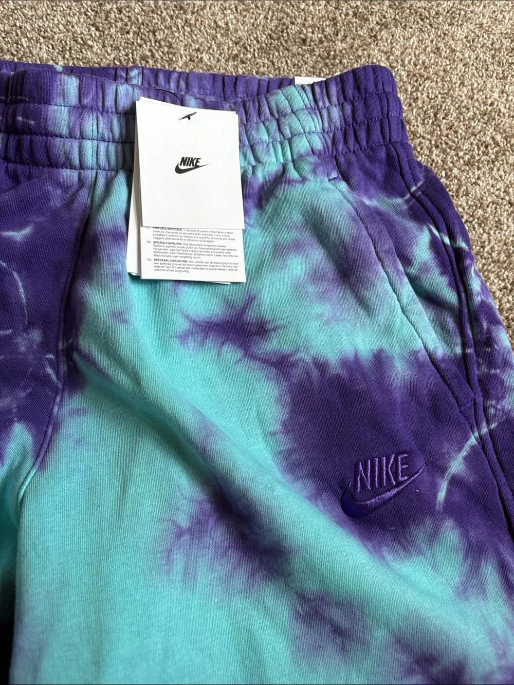 Nike Kids Tie-Dye Sweatpants in Teal & Purple